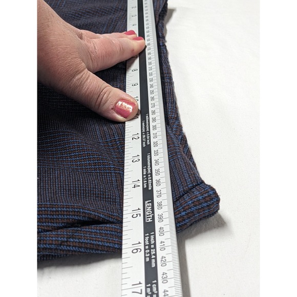J. Jill Glen Plaid Straight Leg Trousers Navy Blue Brown Elastic Back Size 4 - Picture 5 of 9